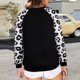 thumbnail image 4 of Camisa informal de otoño para mujer, cuello redondo, estampado, manga larga, diseño de costura, jersey para mujer, sudadera, Top blanco XL, 4 of 8