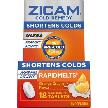 Zicam Ultra Cold Remedy Zinc Rapidmelts, Orange Cream Flavor, 18 Count (Pack of 1)
