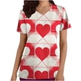 thumbnail image 2 of Antqov Scrub Tops Women, Valentine's Day Heart Printed V Neck Short Sleeve Nursing Top with Pockets, Healthcare Loose Comfy Scrub Shirts Breathable Workwear, 2 of 6