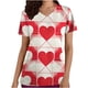 thumbnail image 1 of TaTaai Heart Print Women Scrub Blouse 100 Cotton Classic Fit Short Sleeve V Neck Side Pocket Machine Washable No Fading Medical Work Daily Top Gift, 1 of 5