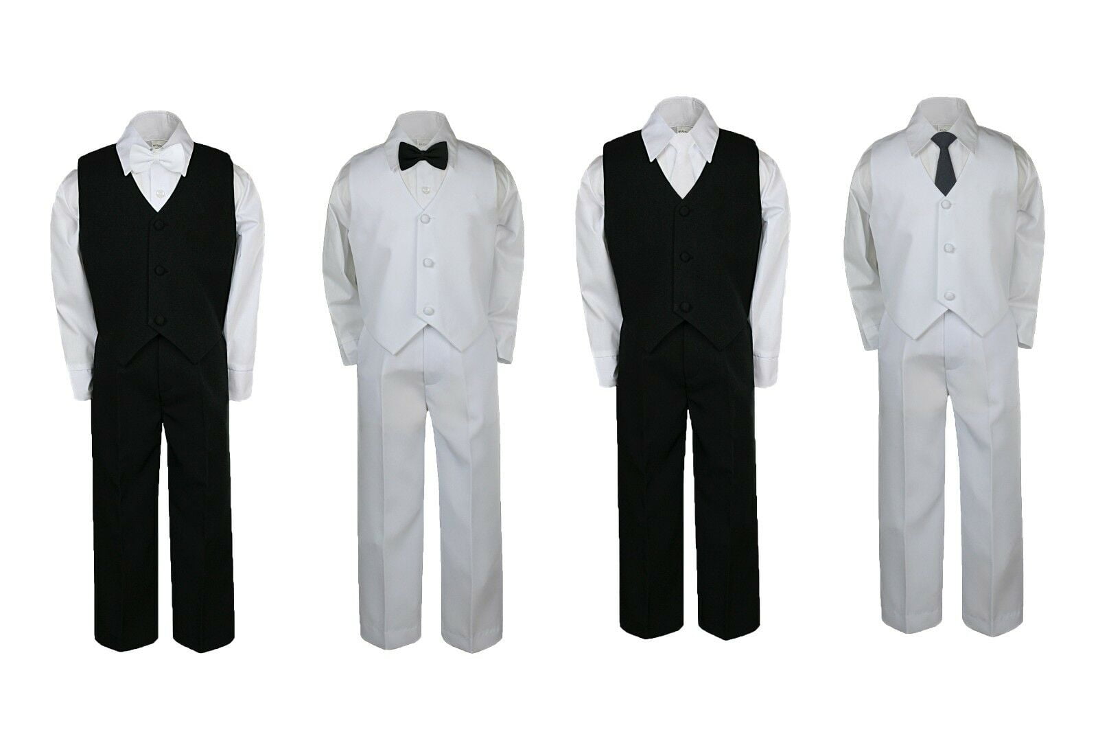 Baby Toddler kids Teen Boys Wedding Party Formal 4pc Vest Suits set Silver S-20 