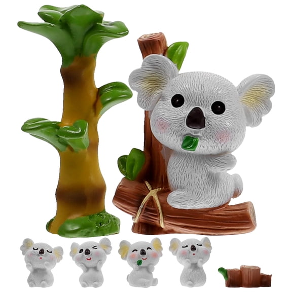 TABLZONE 7Pcs Lovely Mini Koala Figurine Resin Assorted Color for Doll House Decor
