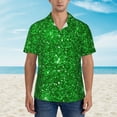 thumbnail image 2 of Kll Men'S Hawaiian Shirt Short Sleeve Button Down Beach Shirts-Green Glitter, 2 of 7