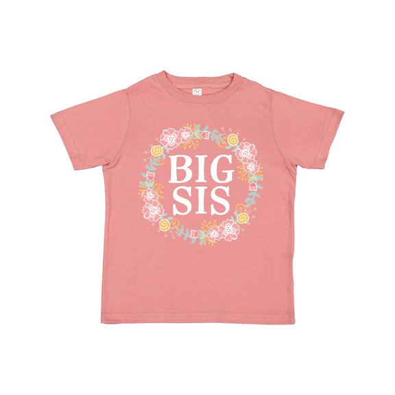 Inktastic Big Sis Rose Floral Wreath Sister Girls Toddler T-Shirt