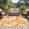 thumbnail image 4 of Round Area Rugs Collection 5 Ft, Fall Thanksgiving Non-Slip Residential Carpet, Orange White Pumpkin Falling Leaves Indoor Crawling Mats Runner Rugs for Living Room/Dining Room/Bedroom, 4 of 8