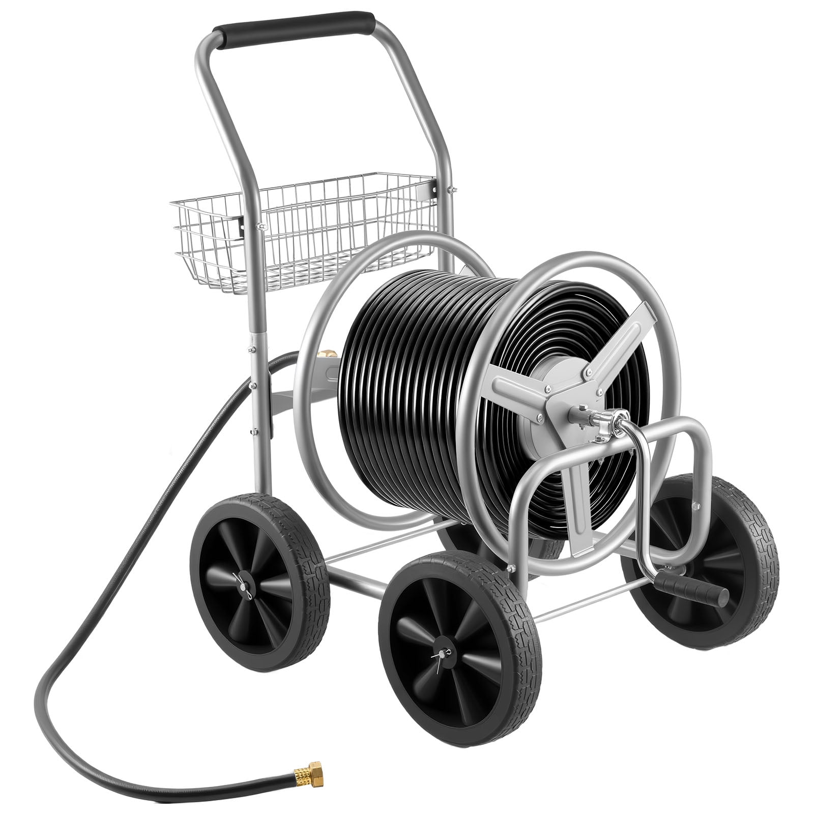 300ft 5/8" Hose Reel Cart, 4 Wheels, Heavy Duty Steel