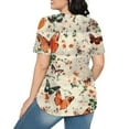 thumbnail image 4 of Loose Summer Tops for Women Oversized Short Sleeve Floral Shirt Trendy Casual Pullover, Beige, S, 4 of 7
