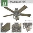 thumbnail image 5 of Hunter 52 inch Outdoor or Indoor Ceiling Fan with LED Lights and Pull Chain - Ceiling Fan, Standard Mount, 5 Blades, For Patio, Porch, Garage, or Living Room- Starklake 50410, Quartz Grey, 5 of 13