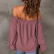 thumbnail image 2 of Blusa de manga larga con volantes y hombros descubiertos para mujer - Top informal holgado para otoño/invierno, 2 of 6