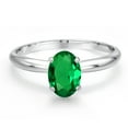 thumbnail image 3 of Gem Stone King 14K White Gold Green Nano Emerald Solitaire Engagement Ring for Women | 0.60 Cttw | Oval 7X5MM | Gemstone May Birthstone | Size 9, 3 of 6