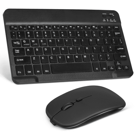 UrbanX Rechargeable Bluetooth Keyboard and Mouse Combo Ultra Compact Slim Full-Size Keyboard and Ergonomic Mice for TCL Tab 10s Mac/Desktop/PC/Laptop/Tablet and All Windows 10/8/7 - Black