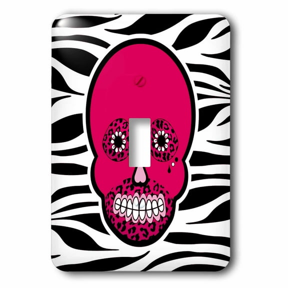 3dRose, Day of the Dead Skull - DÃa de los Muertos - Zebra and Leopard Animal Print - Pink, single toggle switch