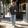 thumbnail image 6 of Dwellite Mens Sweater Long Sleeve Corduroy Henley Sweaters Quarter Button Business Casual Tops for Fall Winter Black XL, 6 of 6