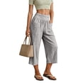 thumbnail image 5 of Womens Cotton Capris Lounge Yoga Pajama Cropped Pants Casual Wide Leg with Pockets Elastic Waist Workout Sweat Pants Summer Gray XL(XL), 5 of 9