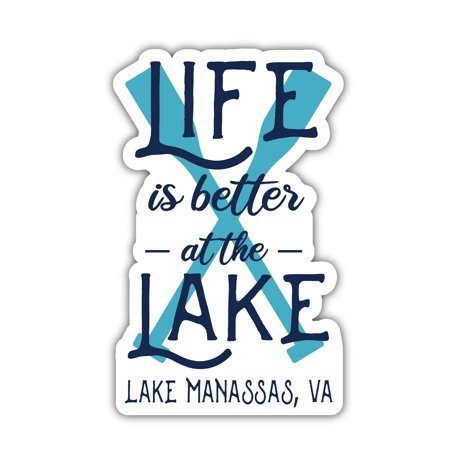 Lake Manassas Virginia Souvenir 4 Inch Vinyl Decal Sticker Paddle Design