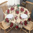 thumbnail image 3 of Multicolor Christmas Floral Pattern Round Tablecloth 60"x60",Wrinkle Wipeable Table Cloth for Kitchen Dining Room Picnic Patio Party, 3 of 6