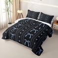 thumbnail image 3 of Erosebridal Black Blue Ribbon Bed Spread Queen for Girl, Kawaii Princess Cartoon Queen Coverlet Set, 3-Piece, 3 of 7