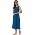thumbnail image 4 of eloria Women Tunic Top Maxi Sleevless Round Neck Casual Dress Color : Blue 2 Size : 3XL, 4 of 6