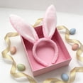 thumbnail image 5 of Ovzne Easter Bunny Ears Headband – Blue Fleece Hair Hoop with Spring Flowers for Holiday Parties, 5 of 6