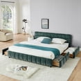 thumbnail image 2 of GAKMCIL King size Bed Frame with Thick Fabric,Upholstered Bed Frame with Headboard and Solid Frame. No Box Spring Needed Blue+Green(88.5''*68.5''*31''), 2 of 10