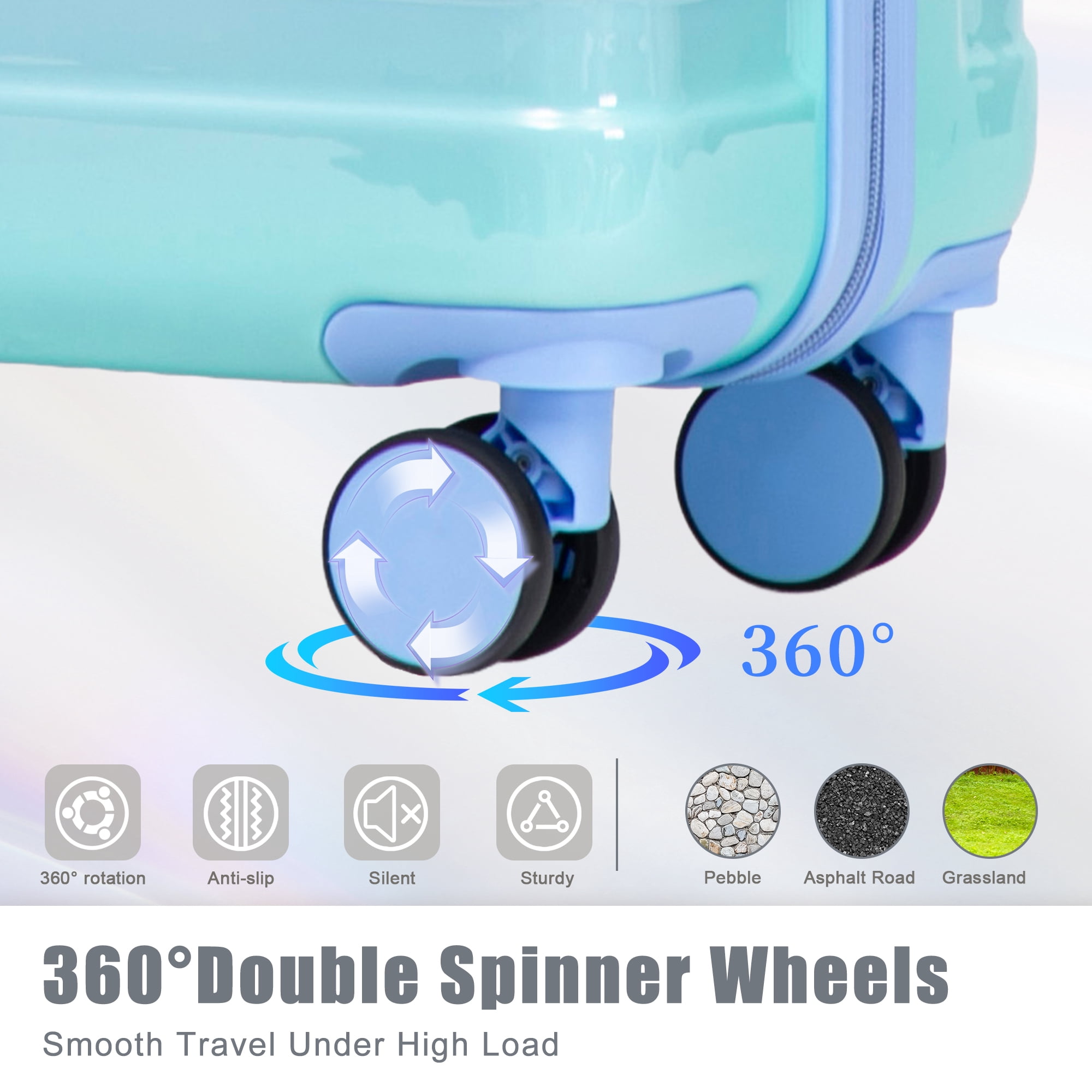 3 Piece PC Spinner Luggage Set 20/24/28 Inch, Hard Shell Carry On Suitcase with TSA Combination Lock, 360° Silent Double Wheels Telescopic Handle Travel Luggage