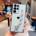 thumbnail image 4 of Compatible with Samsung Galaxy S22 Ultra Phone Case Women Luxury Plating Cute Love Heart Case with Heart Chain Bracelet Strap Camera Lens Protection Soft Silicone Shockproof Case (Sierra Blue), 4 of 11