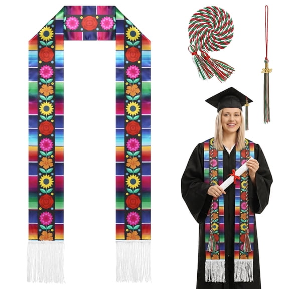 Alaiyaky 3 Pcs Mexican Graduation Stole Set Senior 2026 Graduation Honor Stole for Adult Unisex College Graduation's Day Grad Celebration