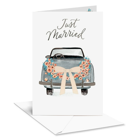 American Greetings Wedding Card for Bride and Groom (Vintage Car with Flowers)