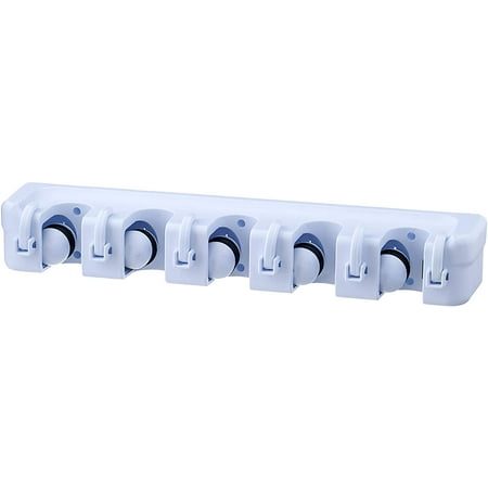 

Superio Mop And Broom Organizer 5 Slots and 6 Hooks (White)