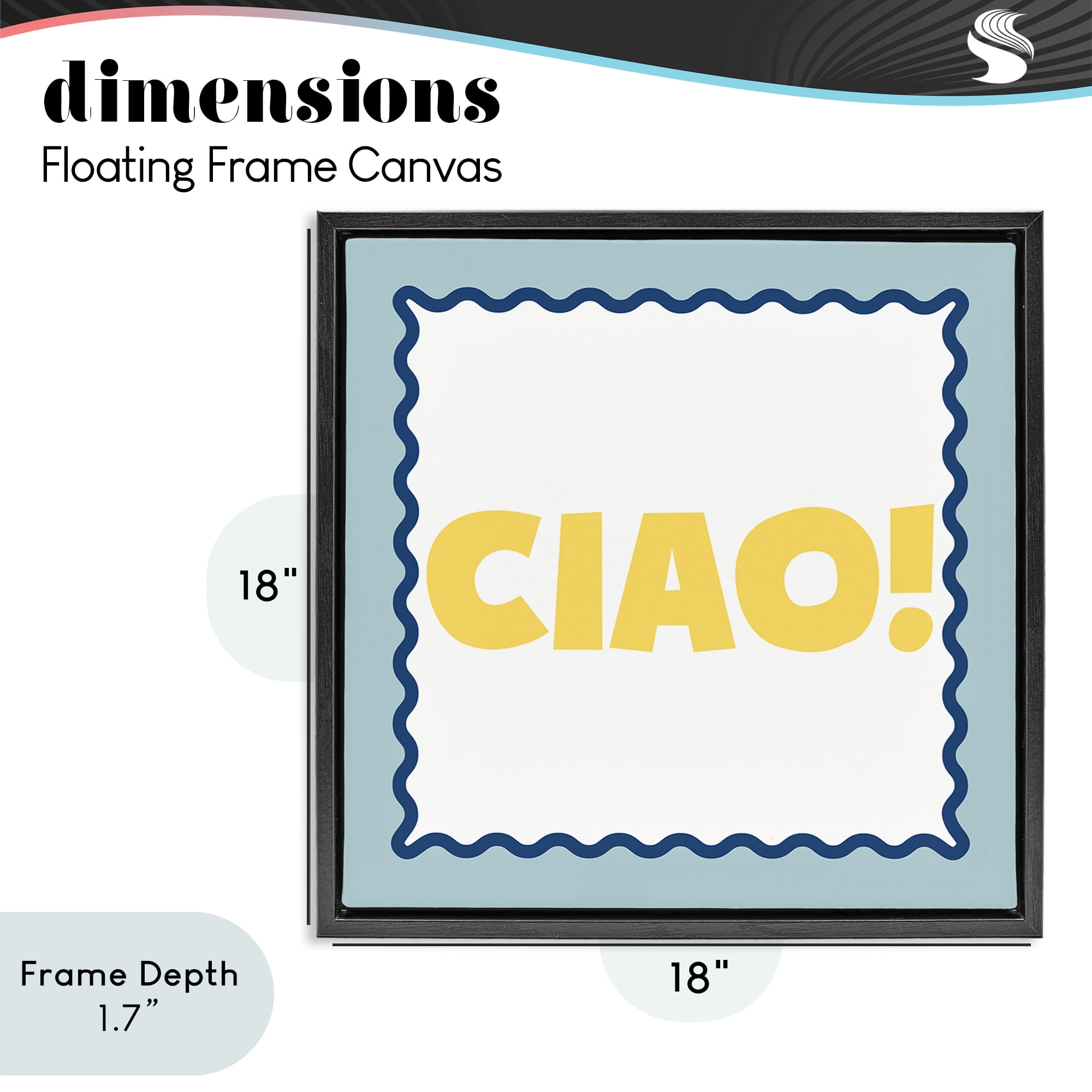 Stupell Industries CIAO! Bold Yellow Typography Black Framed Floater Canvas Wall Art, design by SD Graphics Studio