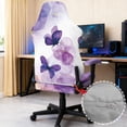 thumbnail image 6 of Whosucclay Purple Butterfly Marble Print Gaming Chair Cover with Armrest Covers 4 Pieces Stretch Racing Computer Chair Slipcover Set Washable Rotating Desk Chairs Protector Cover, 6 of 8