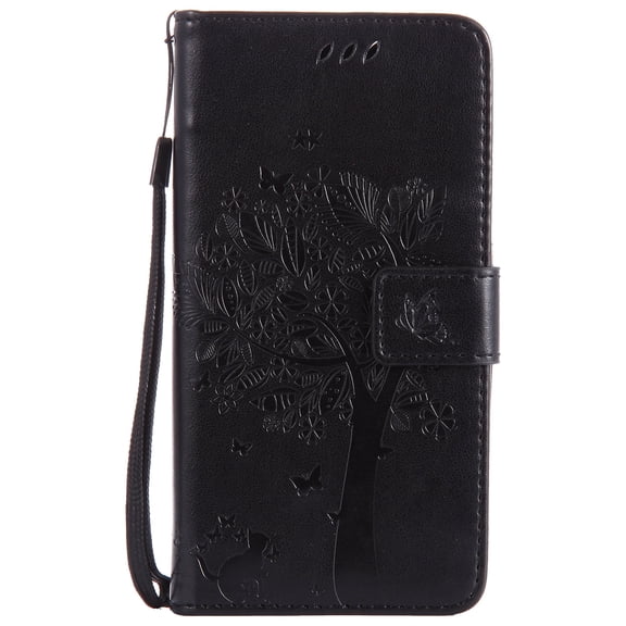 Samsung Galaxy J5 Case 2017 (Not for J5 Prime), Allytech [Embossed Cat & Tree] PU Leather Wallet Case Folio Flip Kickstand Cover with Card Slots for Samsung Galaxy J5 2017 Release, Black