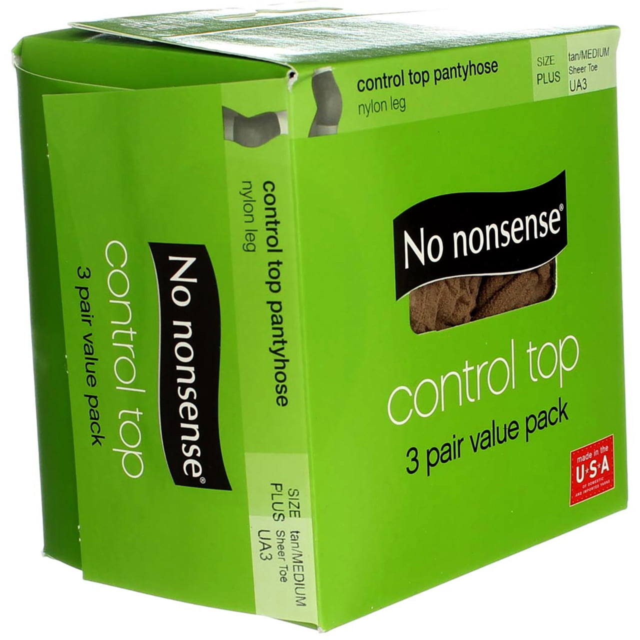 No nonsense Women's Control Top Pantyhose 3 Pair Value Pack Tan Q