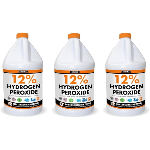 Chromex 12% Hydrogen Peroxide Concentrate, Food Grade Household Cleaner, 3 Gallons