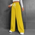 thumbnail image 4 of Hpapadks Casual Pants for Women Solid Versatile Leisure High Waisted Drawstring Wide Leg Sweatpants Slacks for Women Yellow L, 4 of 7