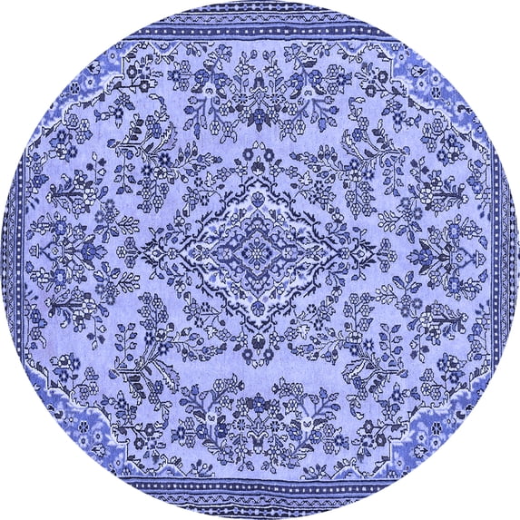 Ahgly Company Indoor Round Abstract Blue Modern Area Rugs, 6' Round