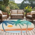 thumbnail image 5 of 5ft Washable Round Rug, Summer Beach Non-Slip Circle Area Rug for Living Room Bedroom, Mount Coconut Tree Sun Abstraction Indoor Floor Mat for Home Decor, 5 of 9