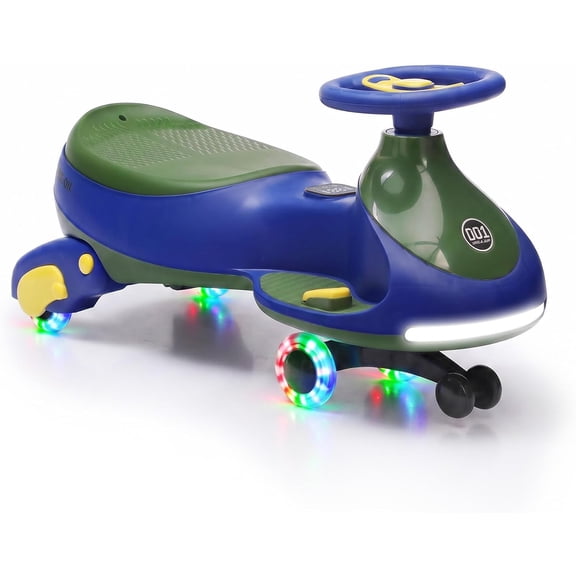 12V Electric Wiggle Car, 2 in 1 Swing Car with Pedal, Anti-Rollover, Max Load 130Lbs, Flashing Wheels, Music, Rechargeable Battery Ride on Toy Indoor Outdoor, Blue
