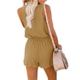 thumbnail image 4 of Sleeveless Women Casual Solid Color Jumpsuit Rompers With Pocket Elastic Waist Shorts, 4 of 5