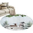 thumbnail image 6 of Christmas Snowman Round Rug 3ft Washable Circle Entryway Rugs Non Slip Xmas Pine Tree Cardinal Birds Snowy Area Rug Indoor Floor Carpet for Bedroom Kitchen Living Room Home Office Dining Room Nursery, 6 of 8