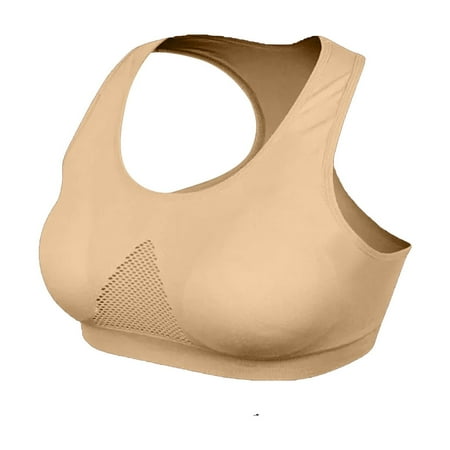Mrat Sports Bras for Women Racerback Tank Tops with Padded Seamless High Support for Yoga Gym Workout Bra S-1 Beige 3XL