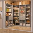 thumbnail image 3 of Homieasy 71'' - 110'' W Closet System with Wooden Drawers and Hanging Rods, Gray, 3 of 7