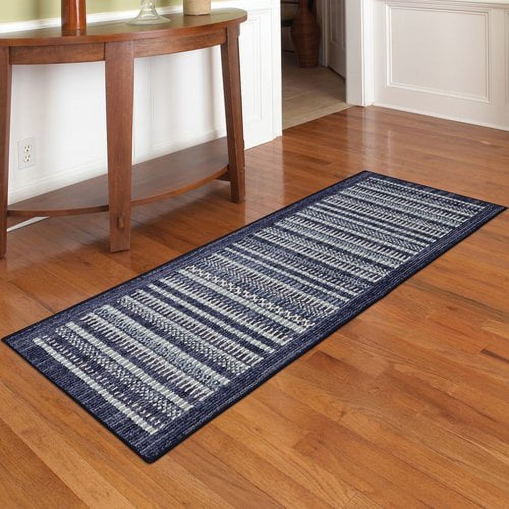 Mohawk Home Blue Mix Striped Runner, 1'8" x 5'