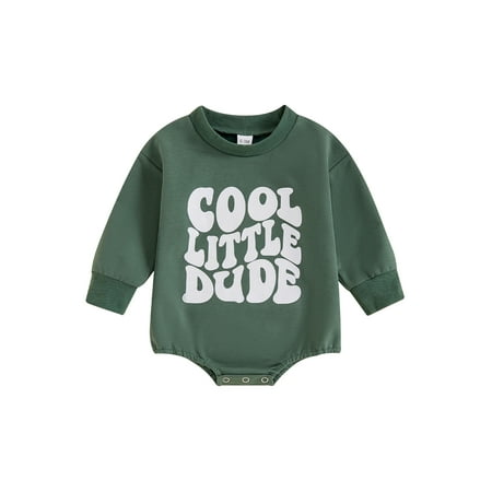 

SANSIWU Infant Baby Boy Sweatshirt Romper Letter Print Long Sleeve Casual Jumpsuit for Autumn