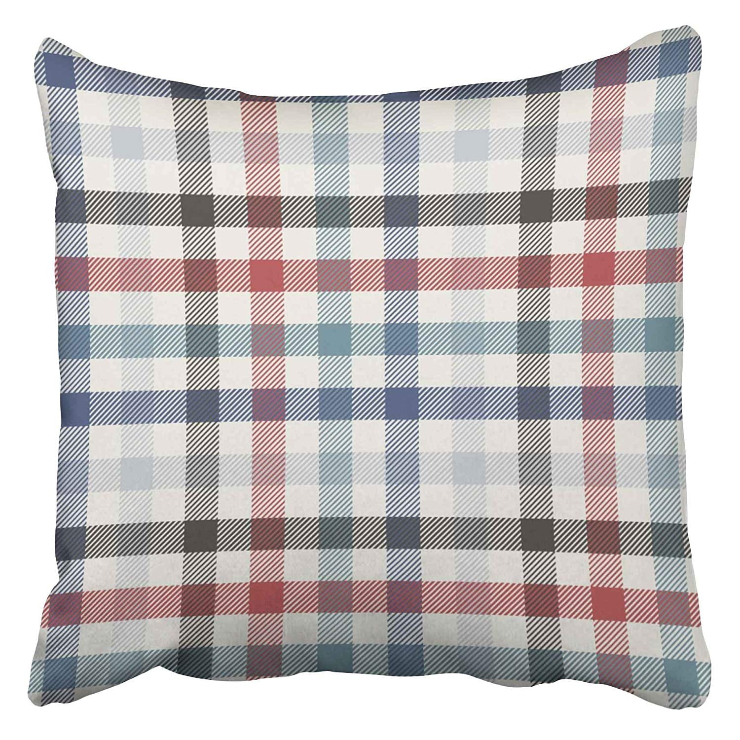 BSDHOME Blue Gingham Pattern Plaid Red Preppy Check Classic Madras