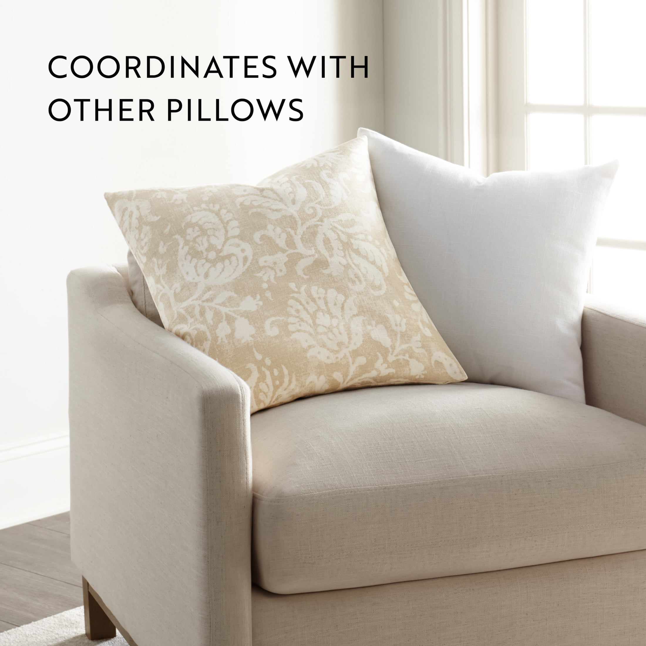 Noble Linens Elegant Cotton Decor Throw Pillow in Distressed Floral Pattern