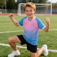 thumbnail image 6 of ITSAME Girls Athletic Outfits 2-Piece Quick-Dry T-Shirt & Shorts Football Training Sport Set Sky Blue Size 13, 6 of 8