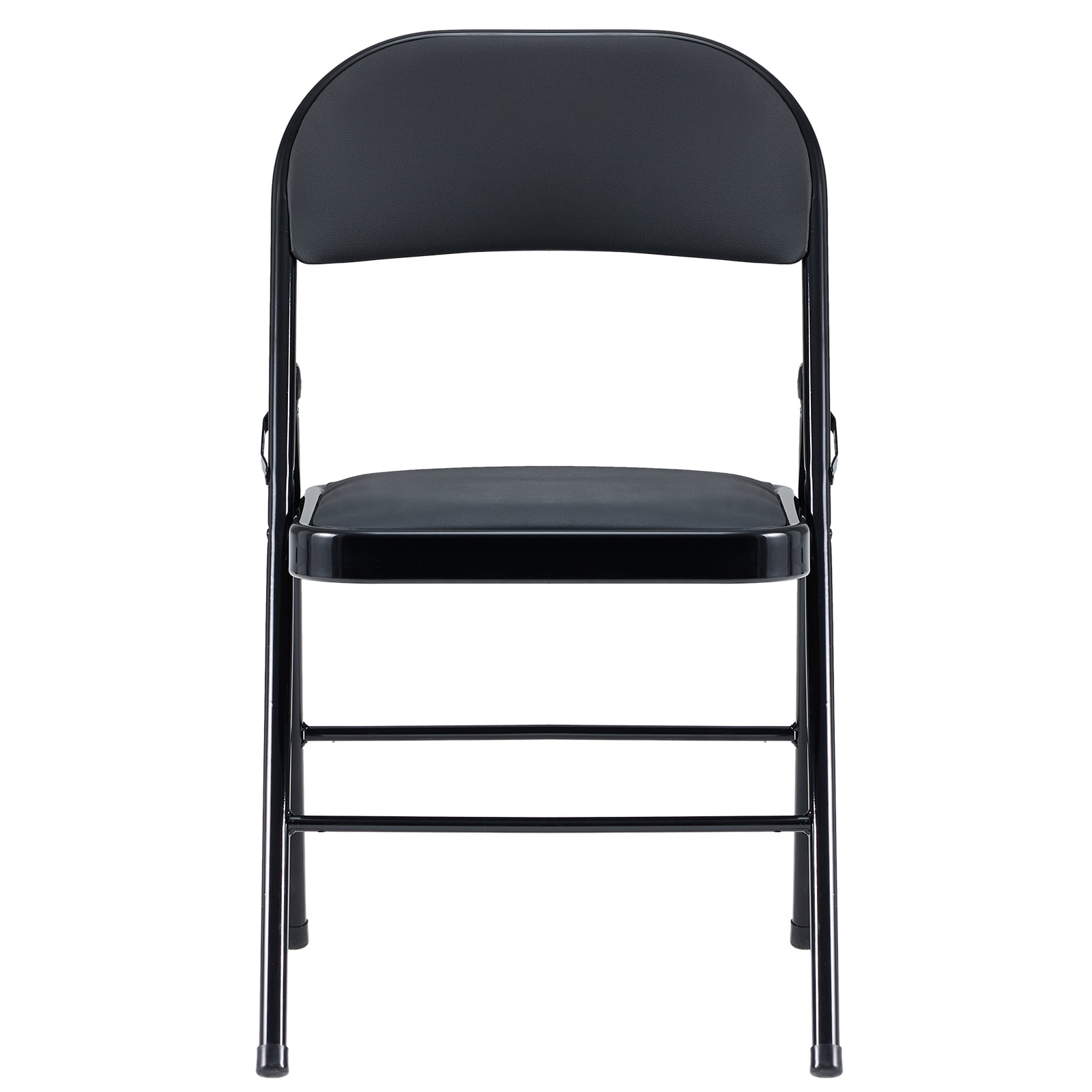 4Pcs Elegant Foldable Iron & PVC Chairs for Convention & Exhibition Black