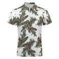 thumbnail image 4 of Christmas Pine Cones Green Men Zipper T-shirt Summer Casual Short Sleeve T-shirt Top, 4 of 7