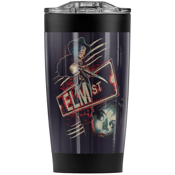 A Nightmare On Elm Street Freddy Movie Poster Stainless Steel Tumbler 20 oz Coffee Travel Mug/Cup, Vacuum Insulated & Double Wall with Leakproof Sliding Lid | Great for Hot Drinks and Cold Beverages